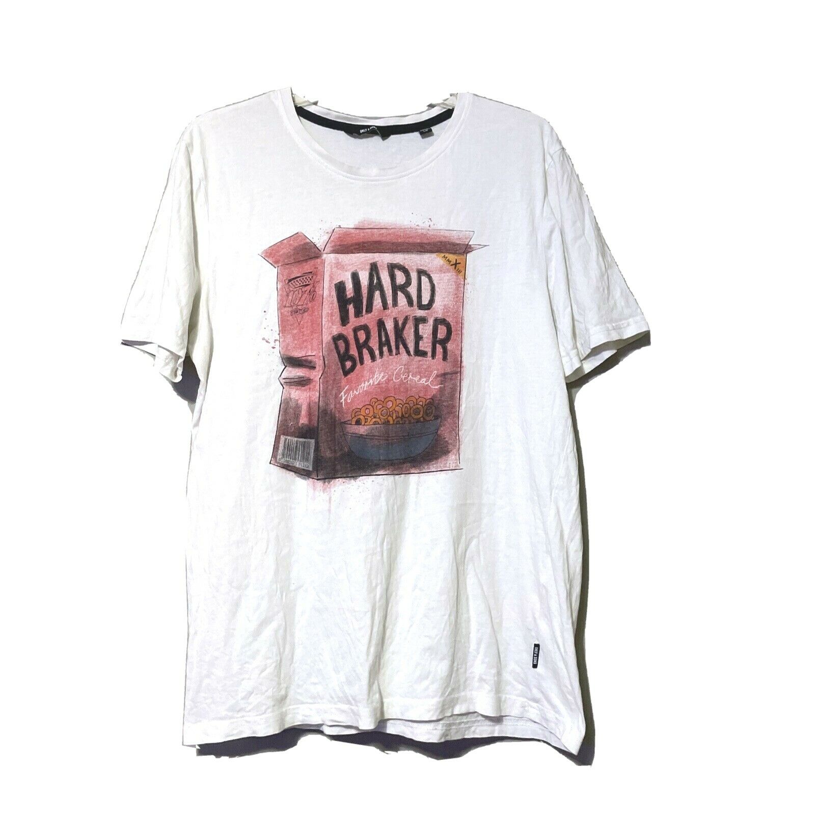 Only & Sons Mens White Hard Braker Favorite Cereal T Shirt Size Large
